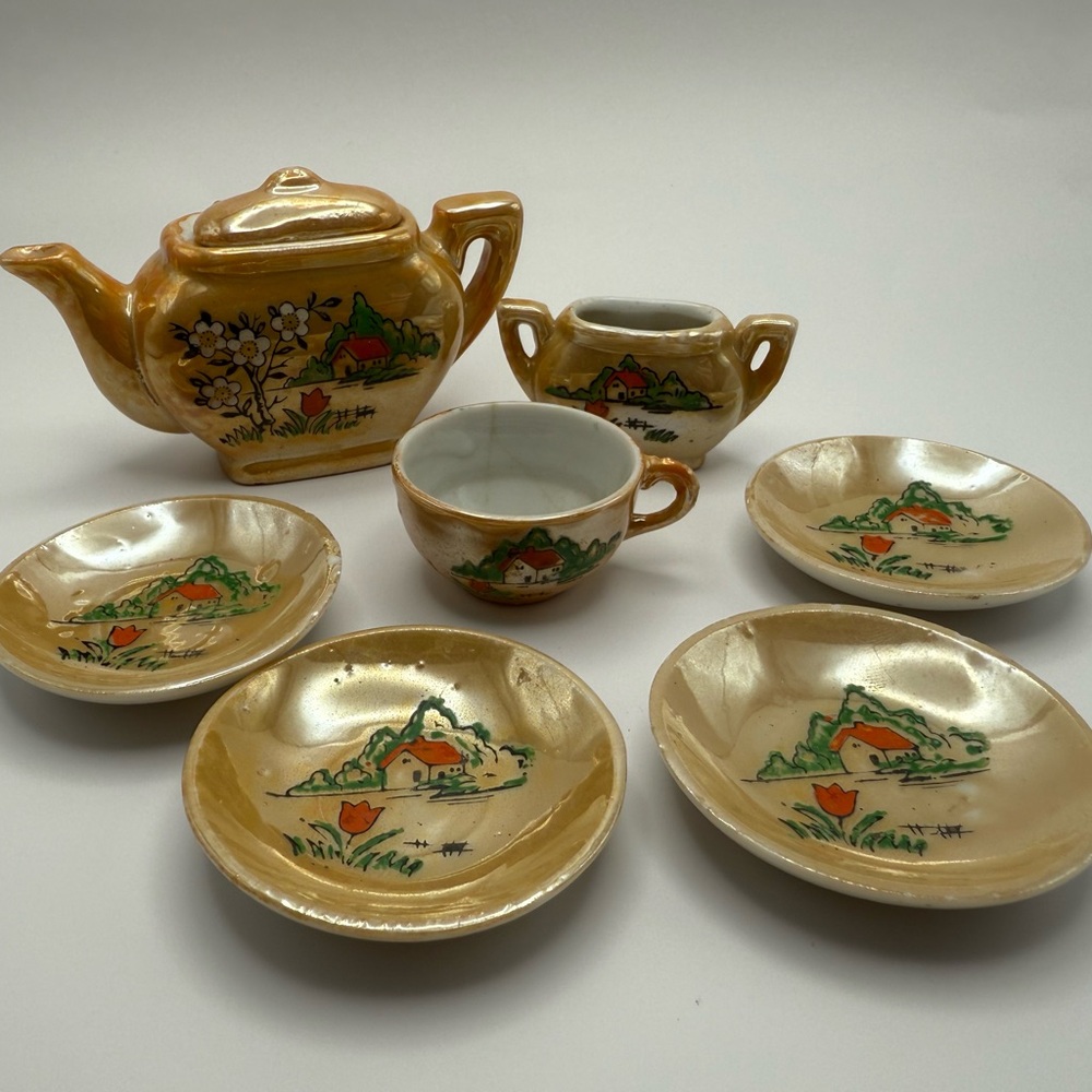 Vintage luster Japanese tea set (1945-1952)
